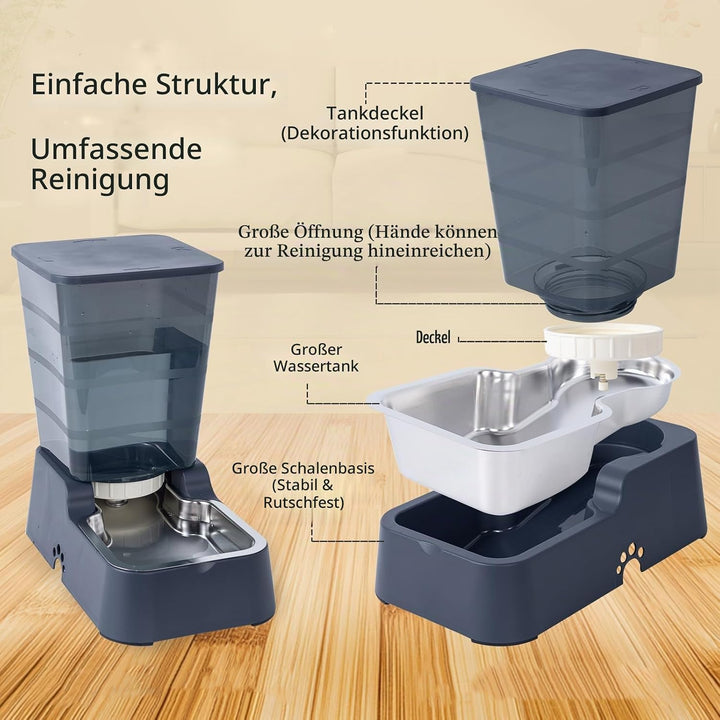 5L Automatischer Hundefutterspender und Hundewasserspender Katzenfutterspender und Katzenwasserspend