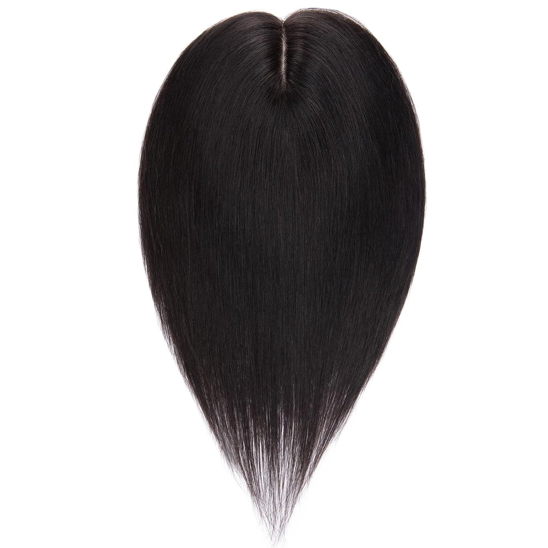 Silk-co Hair Topper Echthaar, 10x12cm Basis Toupet Damen, Haartopper Echthaar mit Remy Seide Basis,