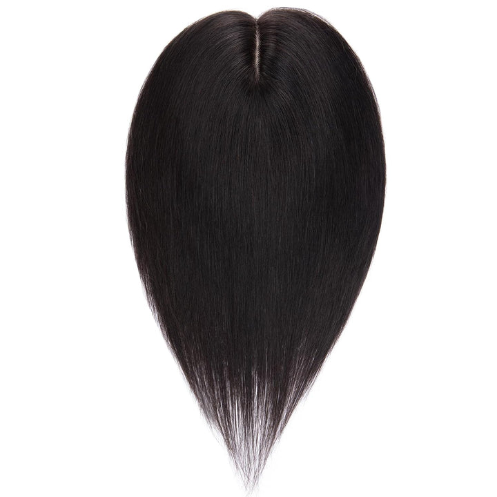 Silk-co Hair Topper Echthaar, 10x12cm Basis Toupet Damen, Haartopper Echthaar mit Remy Seide Basis,