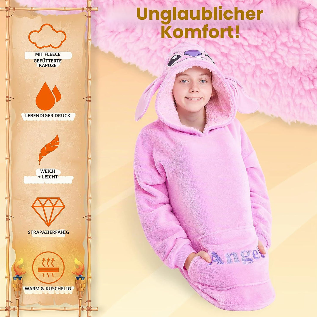 Disney Hoodie Decke Mädchen, Kuscheldecke mit Ärmeln, Fleece Kapuzenpullover, Hoodie Mädchen Geschen
