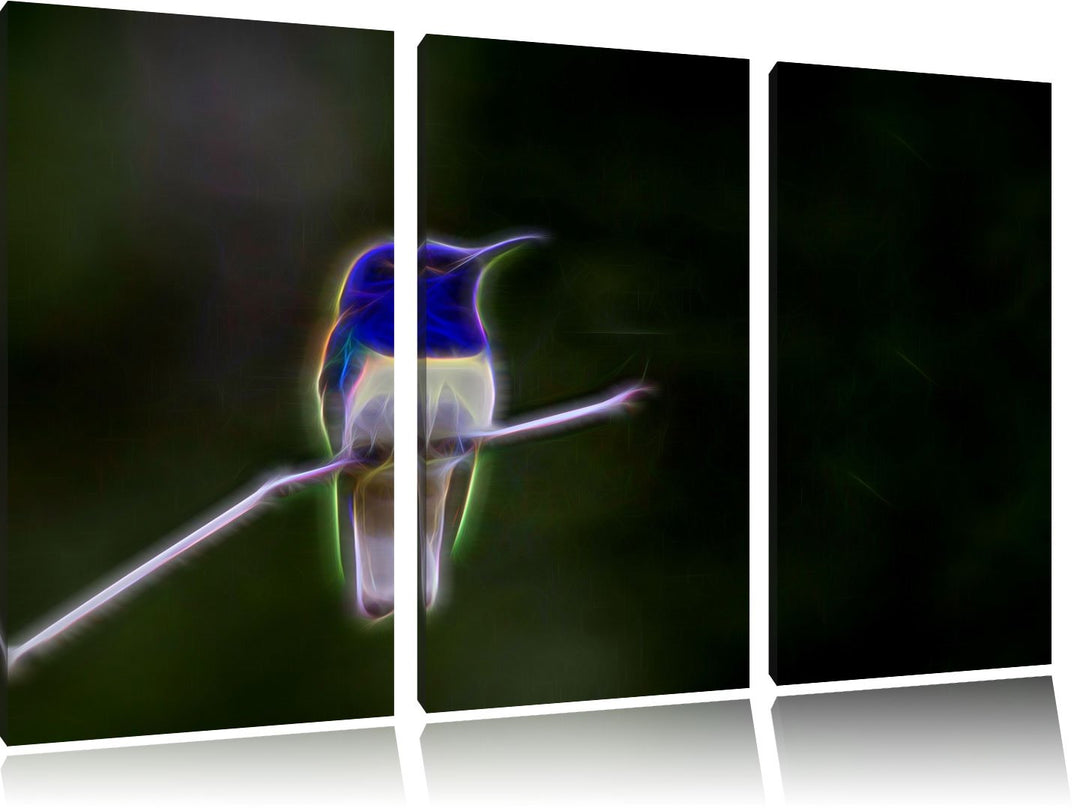 Dark kleiner farbenfroher Vogel NewArt 3-Teiler Leinwandbild 120x80 Bild auf Leinwand, XXL riesige B