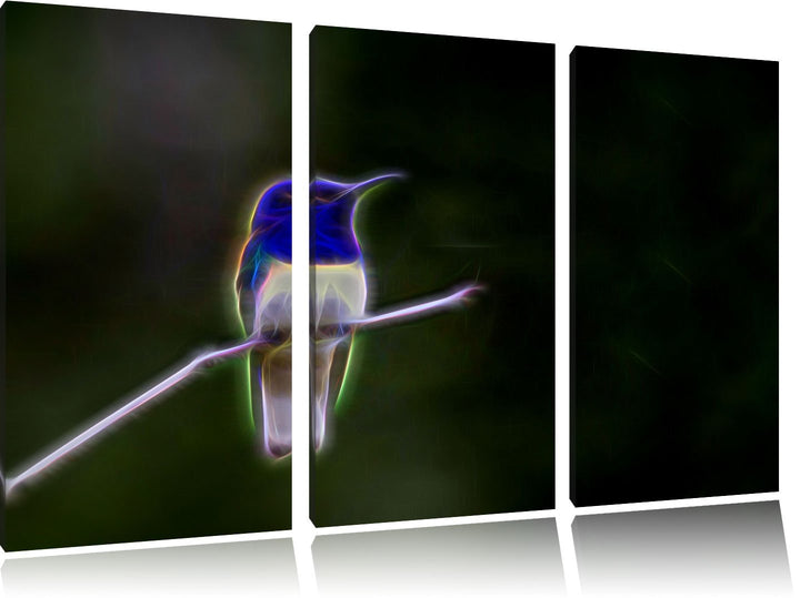Dark kleiner farbenfroher Vogel NewArt 3-Teiler Leinwandbild 120x80 Bild auf Leinwand, XXL riesige B