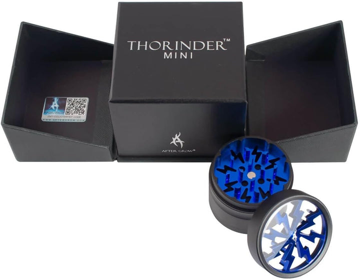 Thorinder Mini-Kräutermühle - 50 mm, 4-teilig, blau-Premium Qualität Aluminium Crusher mit Pollen Ca