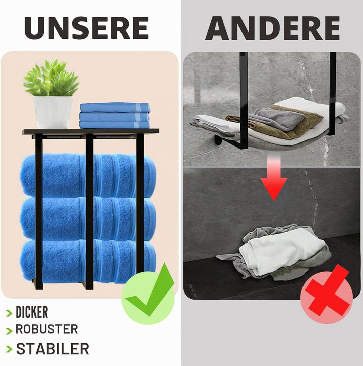 Whimsii Handtuchhalter zur Wandmontage mit Regal, Badezimmer-Handtuchaufbewahrung für gerollte Handt