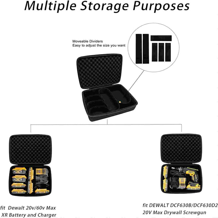 XANAD Tasche Ersatzakku Batteriekoffer für DeWalt Werkzeugakkus und Ladegerät Halter 12V M18 18V 2.0