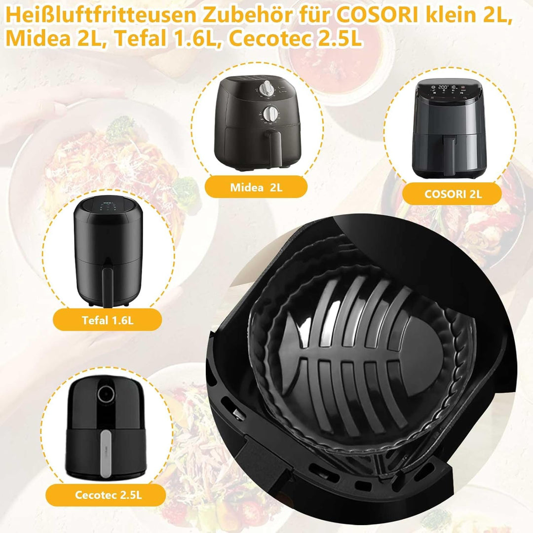 Airfryer Silikonform Zubehör für COSORI klein 2L, Chefman 2L, Midea 2L, Tefal 1.6L, Heissluftfritteu