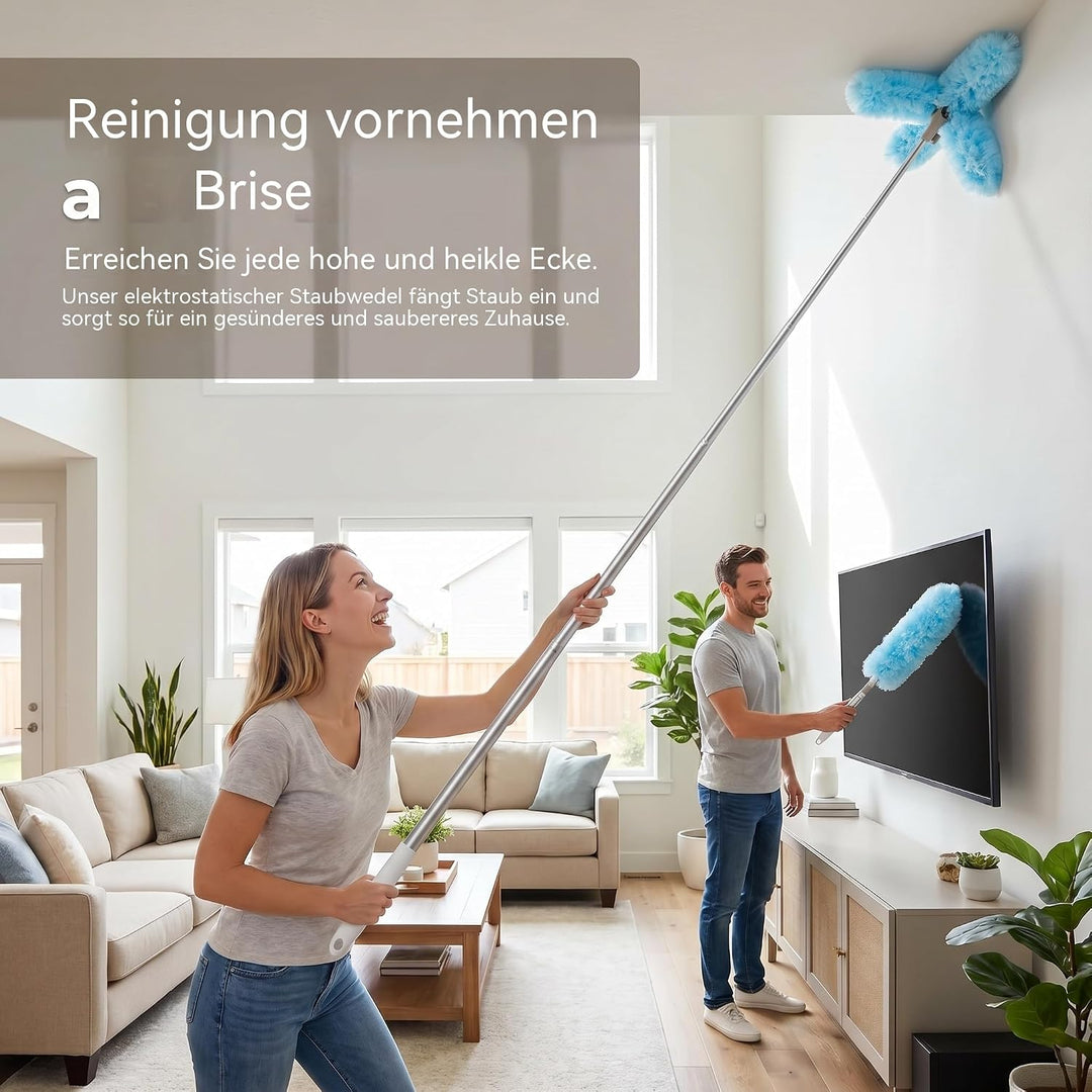 Staubwedel, 180cm Staubwedel Teleskop, Staubmagnet(Blau) | Kompatibel mit Swiffer Staubmagnet Grad 3