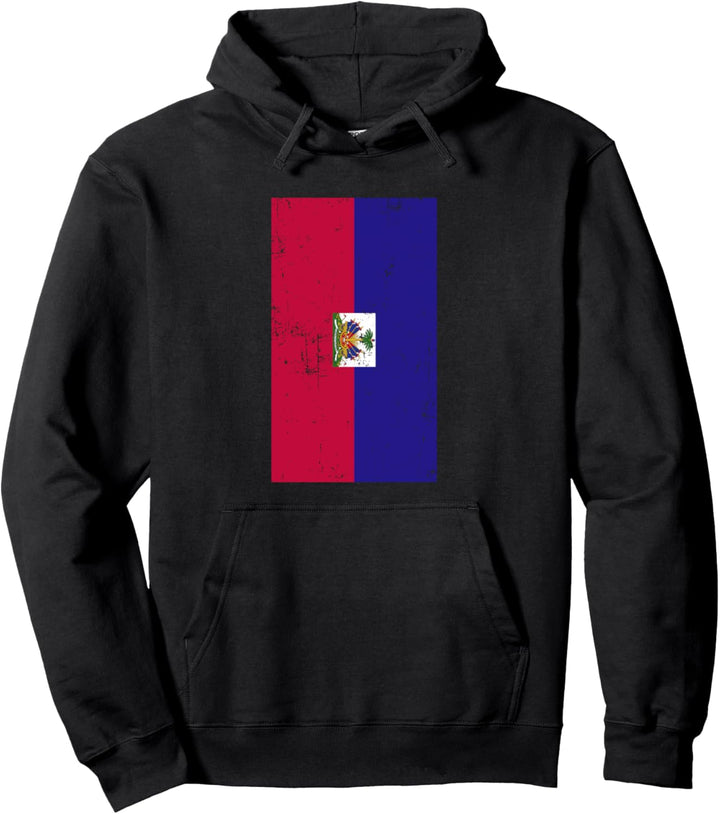 Haiti Caribbean Hispaniola Port-au-Prince Distressed Flag Pullover Hoodie