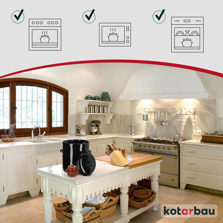 KOTARBAU® Gärtopf Steinzeugtopf Steingut 10 l Kimchi Behälter Rumtopf Tontopf Sauerkrauttopf Tontopf