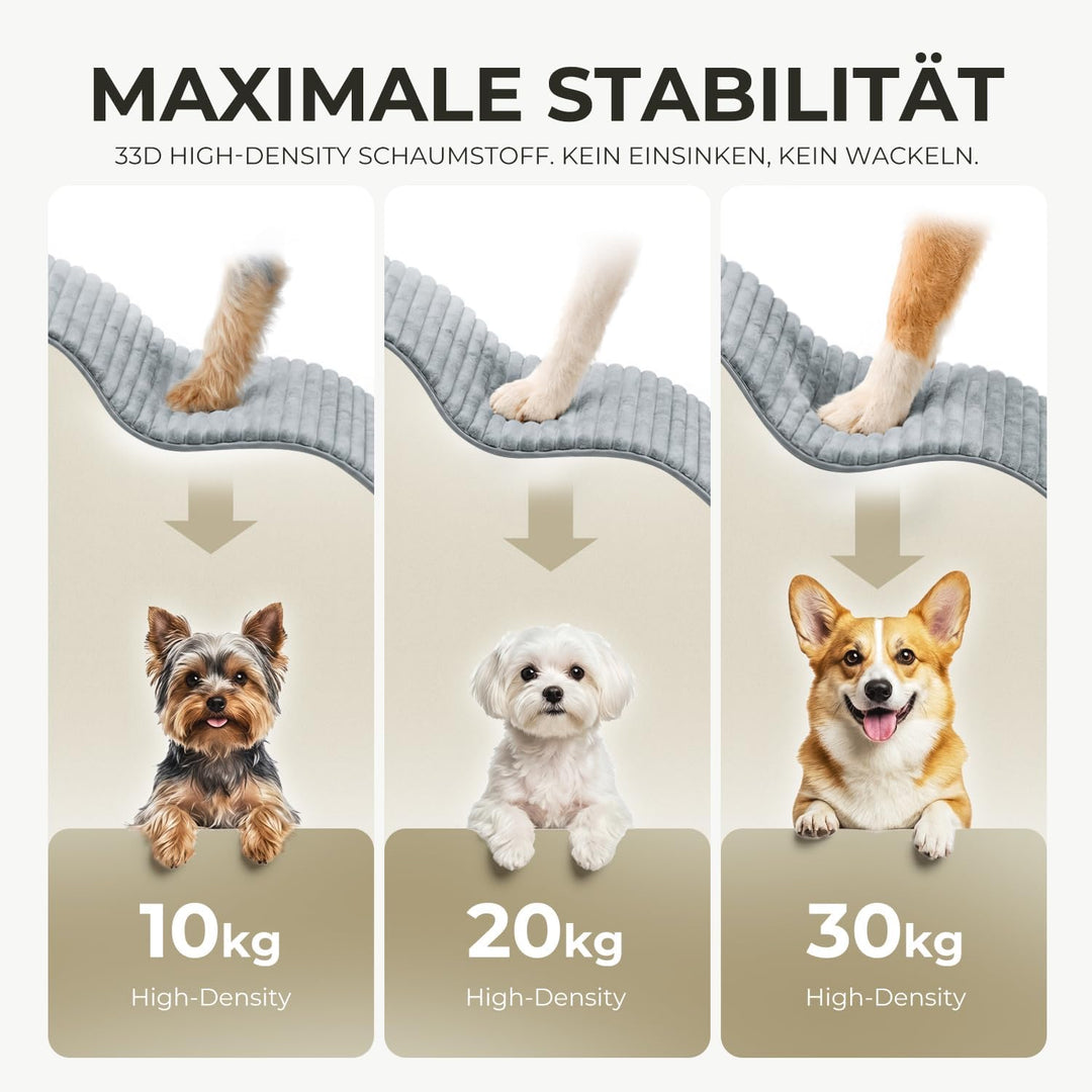 BEST JAJA Hundetreppe 3 Stufen mit Kanteneinfassung – formstabil und rutschfest, 40 cm hoch für Bett
