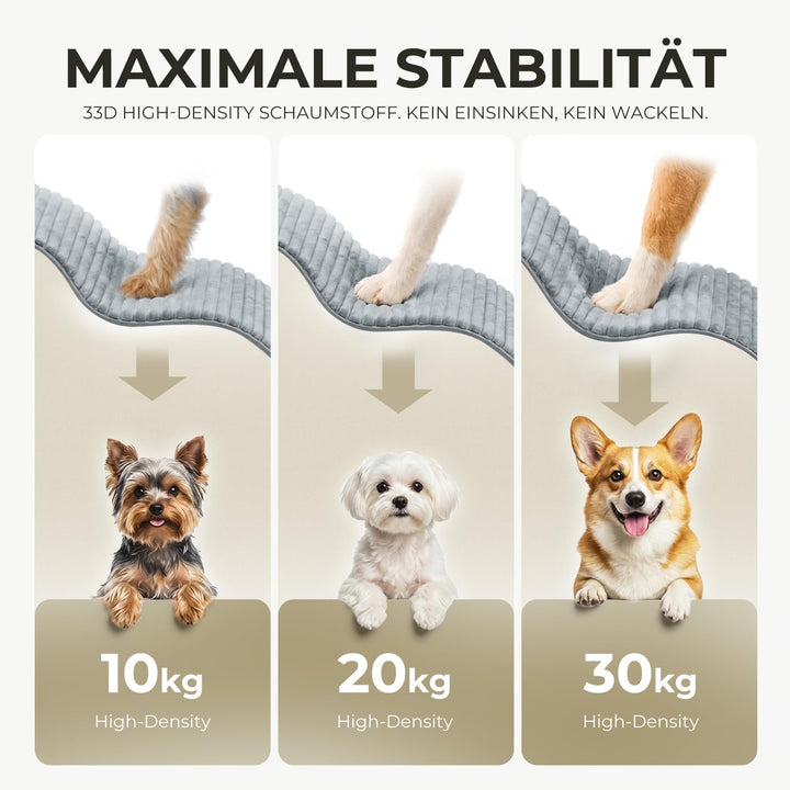 BEST JAJA Hundetreppe 3 Stufen mit Kanteneinfassung – formstabil und rutschfest, 40 cm hoch für Bett