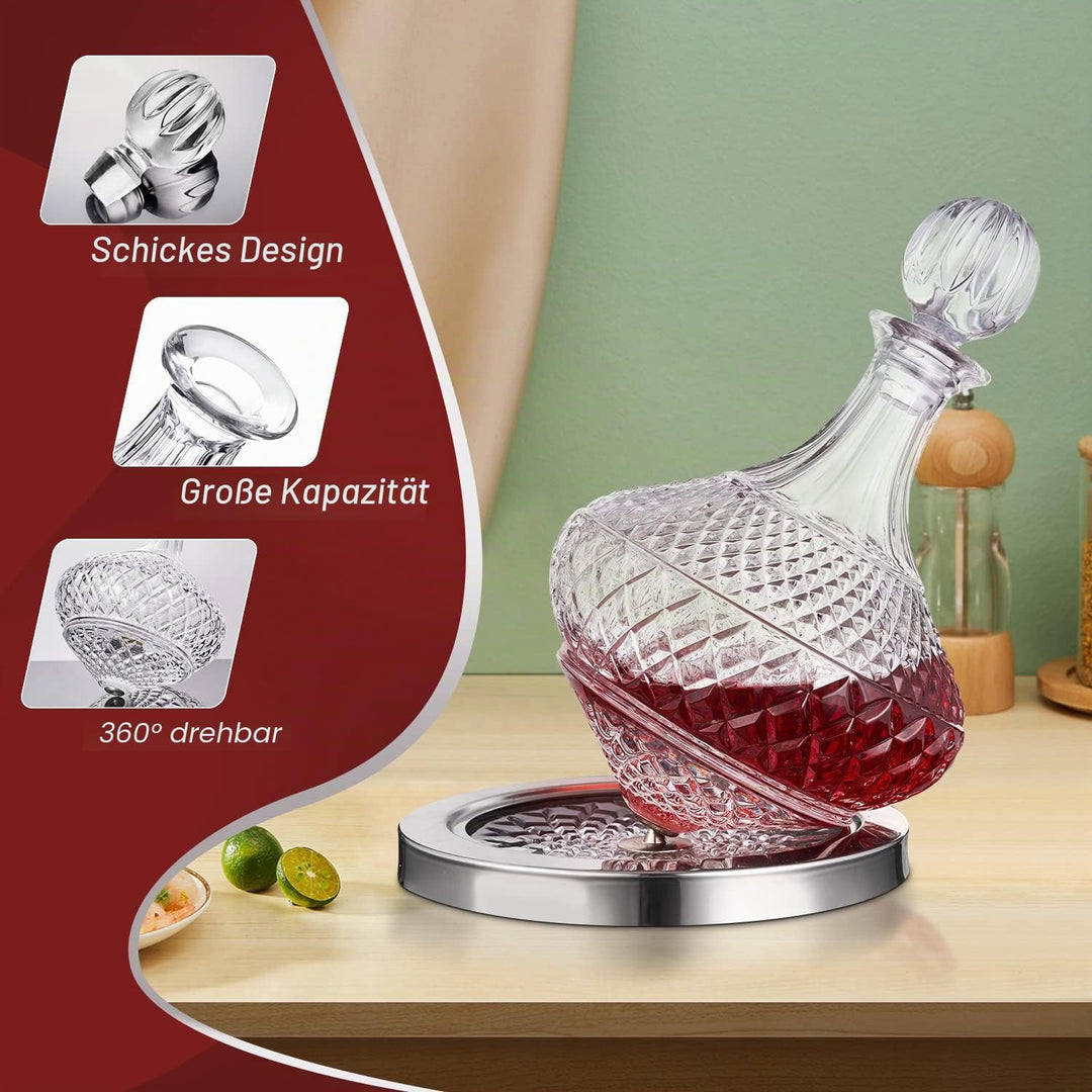 paysky Wein Dekanter, 1,5L, Weinbelüfter, Wein-Karaffe aus Kristallglas, Rotwein Glas-Karaffe, Mit I