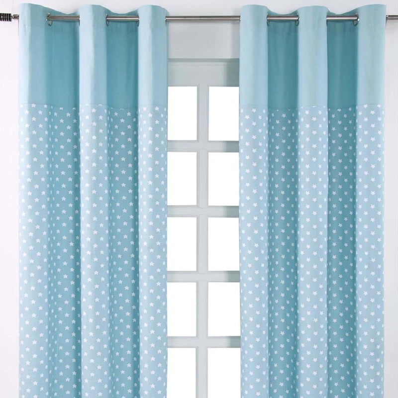 Homescapes Kindervorhang Junge Kinderzimmer Ösenvorhang Dekoschal Stars 2er Set blau 137 x 228cm (Br