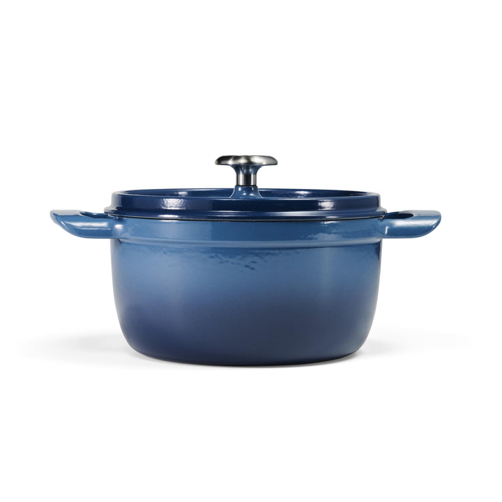 Tramontina Gusseisen-Bräter, Emailliertes Gusseisen, Blau, mit Deckel, Induktion, Backofengeeignet b