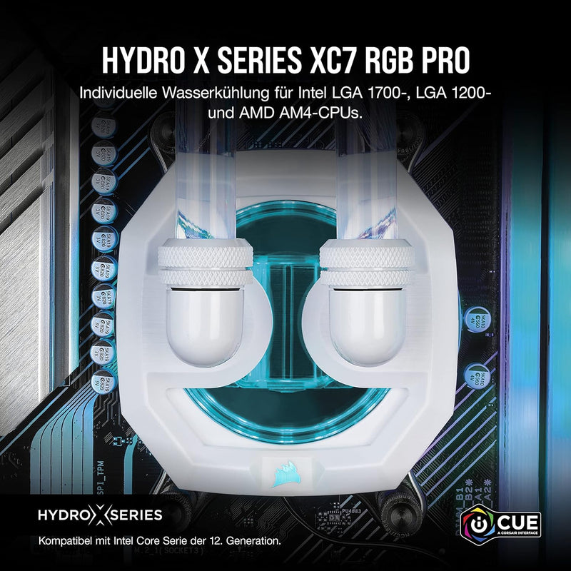 Corsair Hydro X Series XC7 RGB PRO CPU-Wasserblock für Intel LGA 1700, 1200, 115X und AMD-Sockel AM4