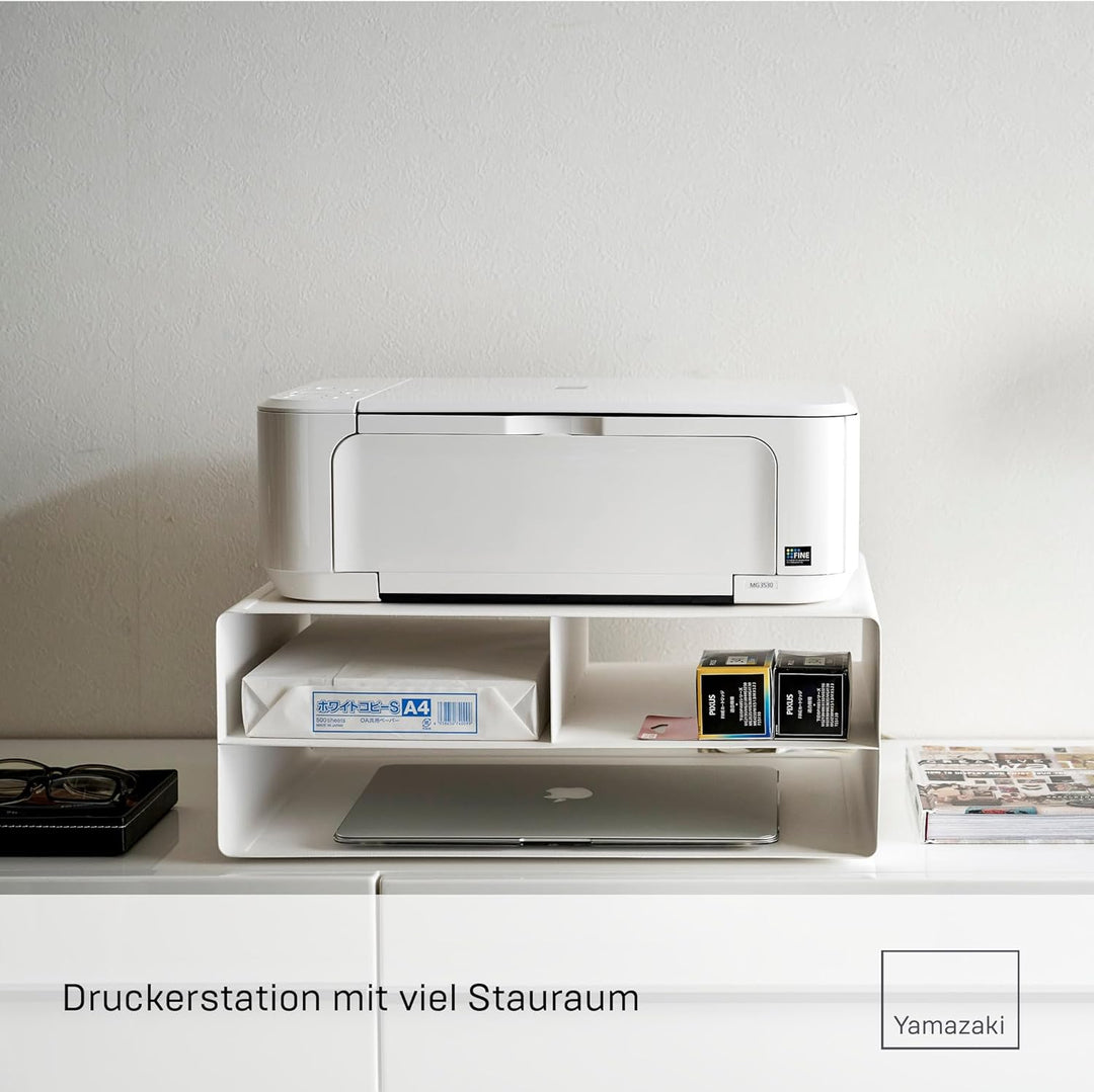 YAMAZAKI Tower Druckerstation, Legierter Stahl, Weiss, One Size