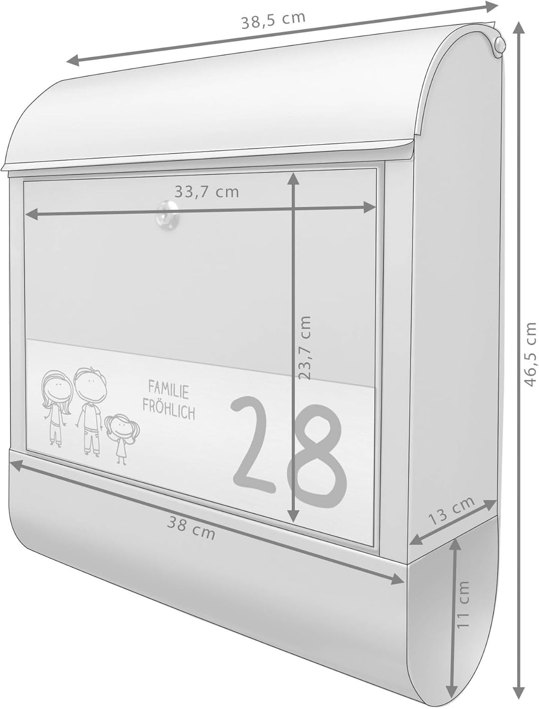 banjado® Briefkasten personalisiert mit graviertem Namensschild in Silber/Briefkasten silberfarben 3
