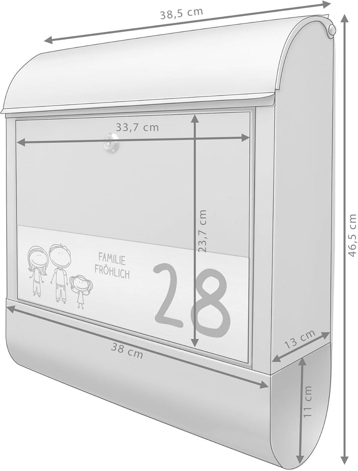 banjado® Briefkasten personalisiert mit graviertem Namensschild in Silber/Briefkasten silberfarben 3