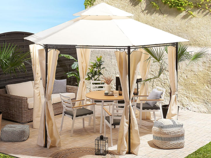 Garten-Pavillon mit Dach und Seitenwänden beige rund moderner Stil Portel