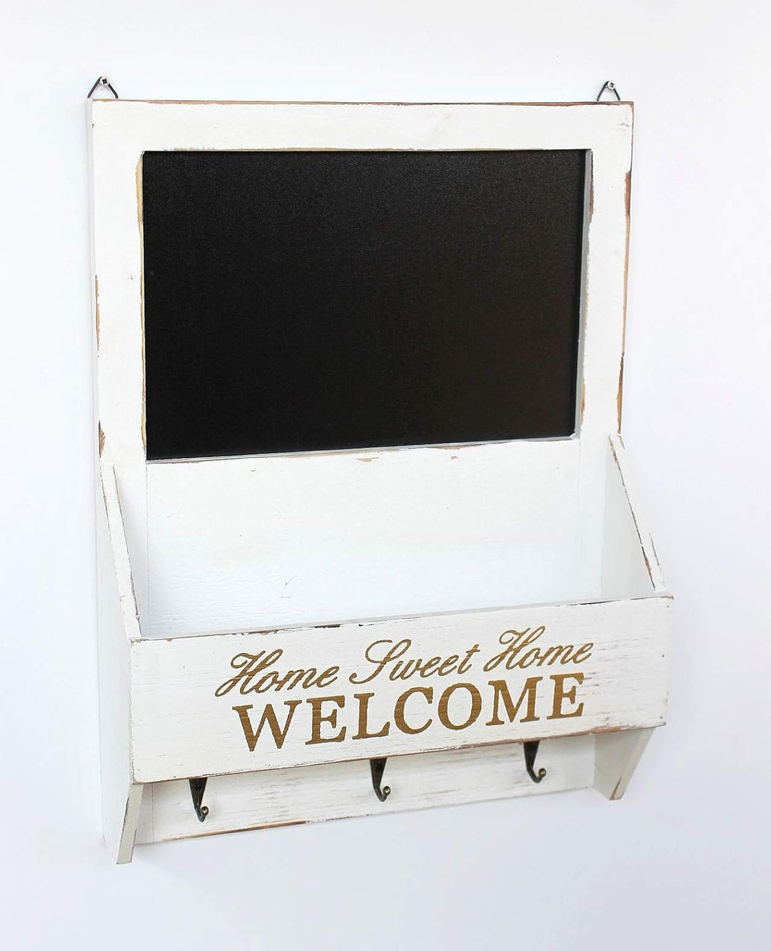DanDiBo Wandorganizer Vintage Schlüsselbrett Holz mit Ablage 93751 Weiss 40cm Schlüsselboard Briefab