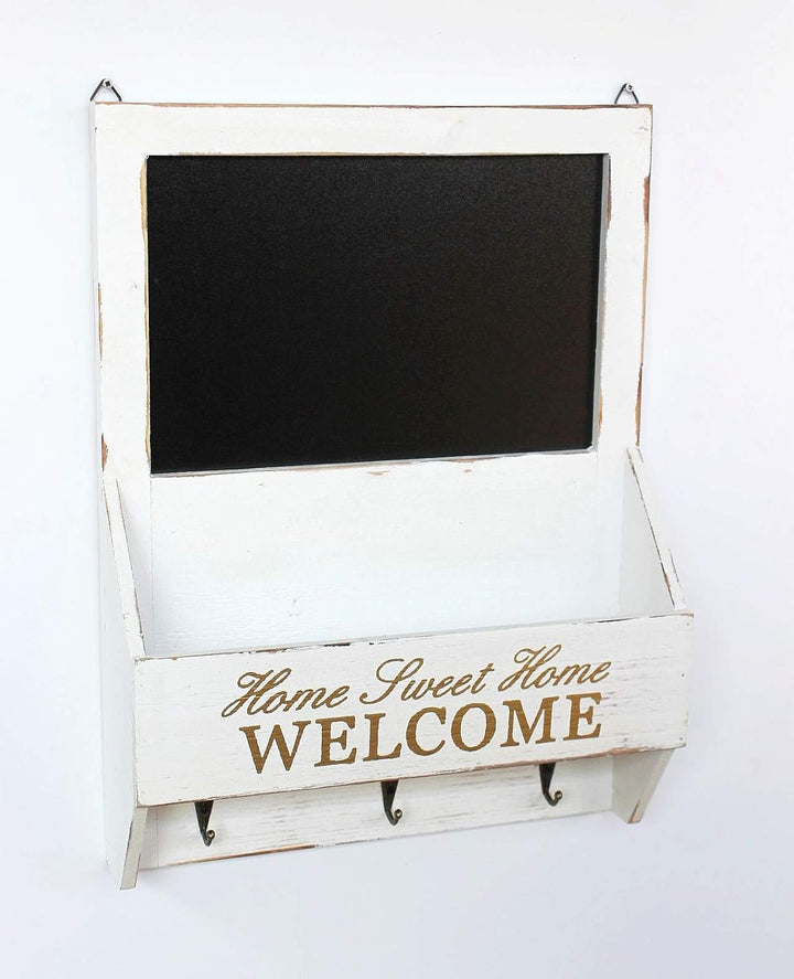 DanDiBo Wandorganizer Vintage Schlüsselbrett Holz mit Ablage 93751 Weiss 40cm Schlüsselboard Briefab