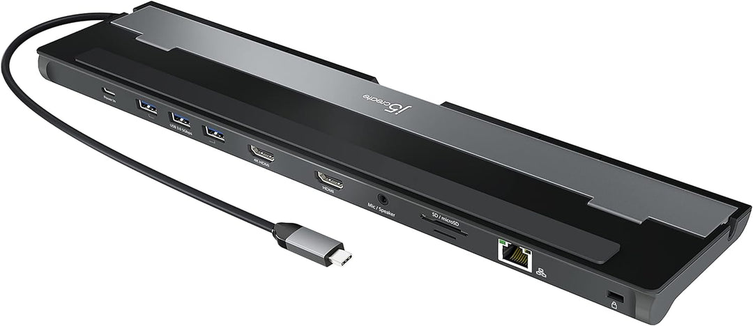 j5create USB-C Dockingstation (10-in-1)- 4K und 1080p HDMI Anzeigen, 5Gbps USB-A x3, SD Kartenleser,