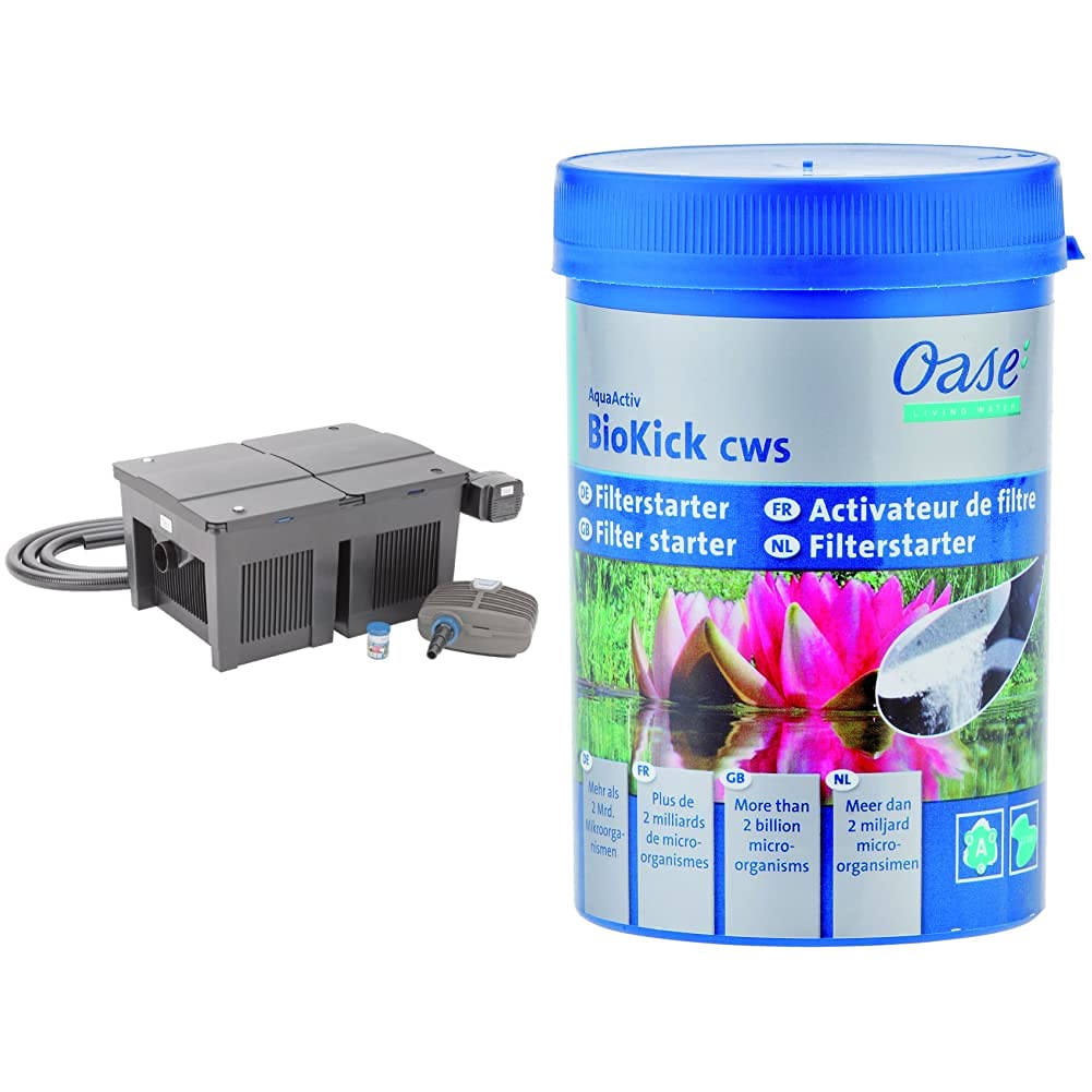 Oase BioSmart Set 24000 Durchlauffilterset & Starterbakterien für Teichfilter AquaActiv BioKick, 200