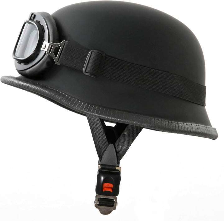 STARK Motorradhelm Stahlhelm & Oldtimer Brille Schwarz matt Grösse: (XL 61cm) XL 61cm Schwarz matt,