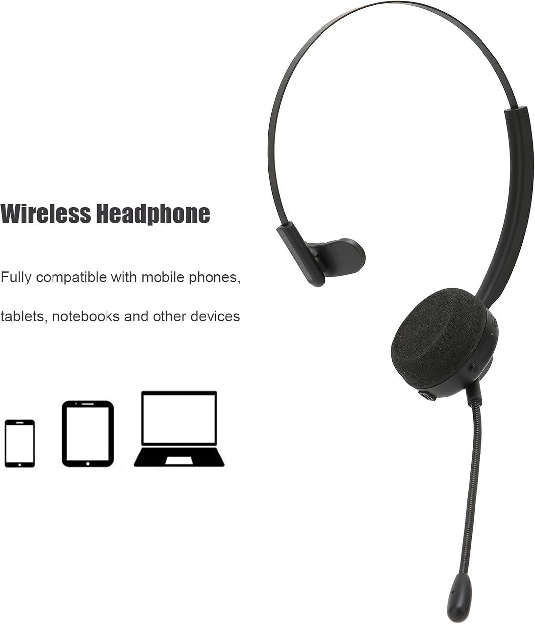 Annadue Trucker Bluetooth Headset mit Mikrofon, Kabellose On-Ear Kopfhörer mit Geräuschunterdrückung