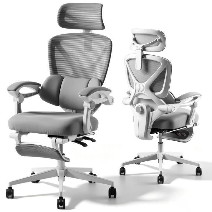 FLEXISPOT Ergonomischer Bürostuhl mit Fussstütze, X-förmiger Schreibtischstuhl mit 135°-Neigung, Gek