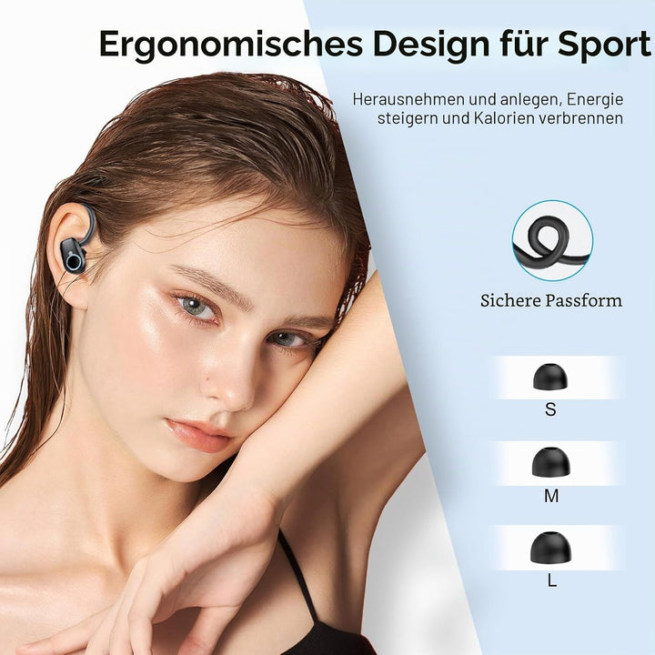 Bluetooth Kopfhörer Sport, 2026 Kopfhörer Kabellos Bluetooth 5.3, 50 Std HiFi Stereo In Ear Ohrhörer