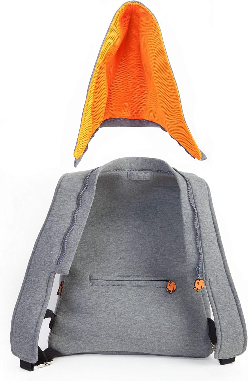 MorikukkoMorikukko Hooded Backpack Grey Neon OrangeUnisex-ErwachseneRucksackGrau (Grey Neon Orange)3