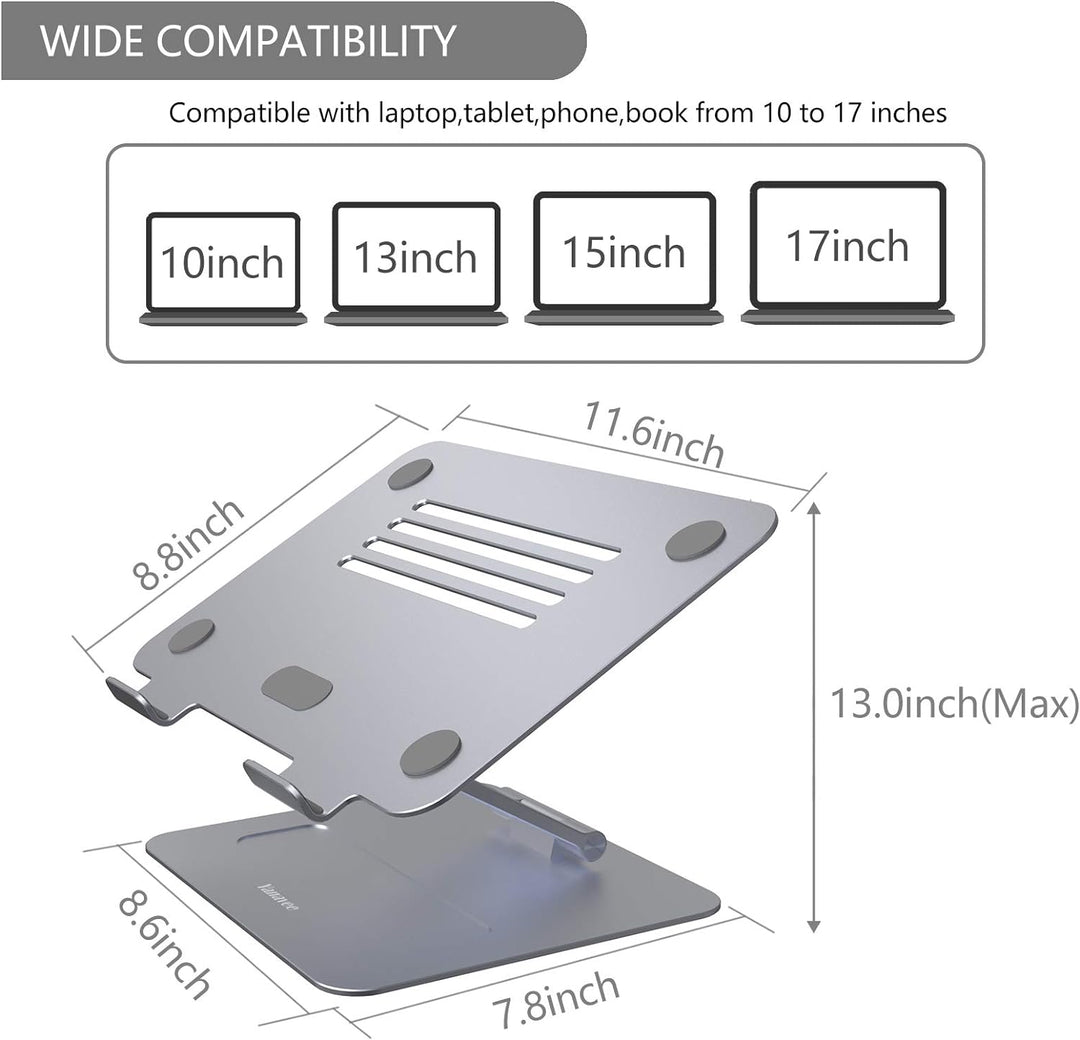 Yanavee Laptop Ständer, Premium Aluminium Laptop Computer Ständer Höhenverstellbar, Ergonomisch Note