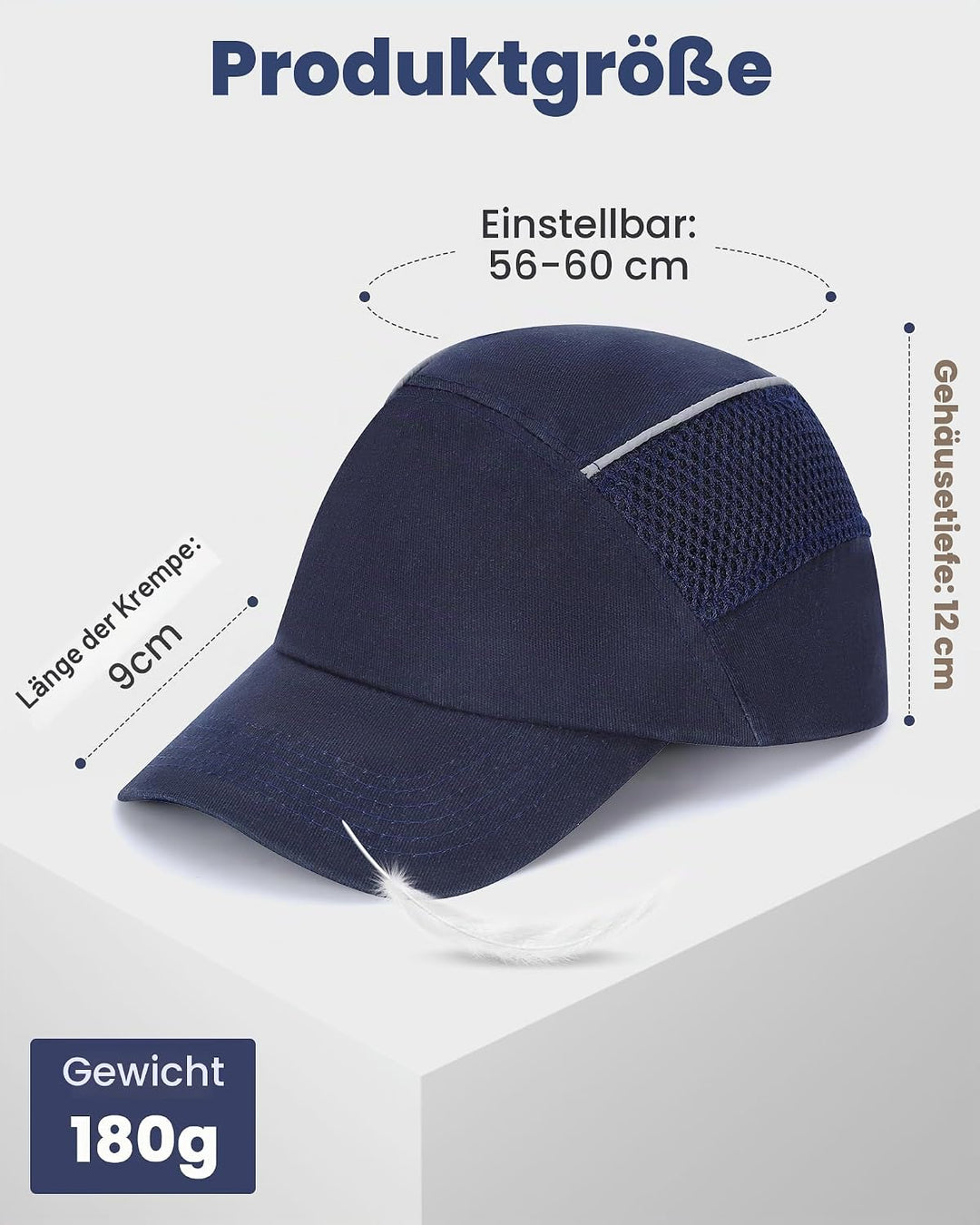 HOLULO 2 Pack Anstosskappe Sicherheitsmütze Baseball-Stil Sicherheitskappe Schutzkappe Anti-Schock A