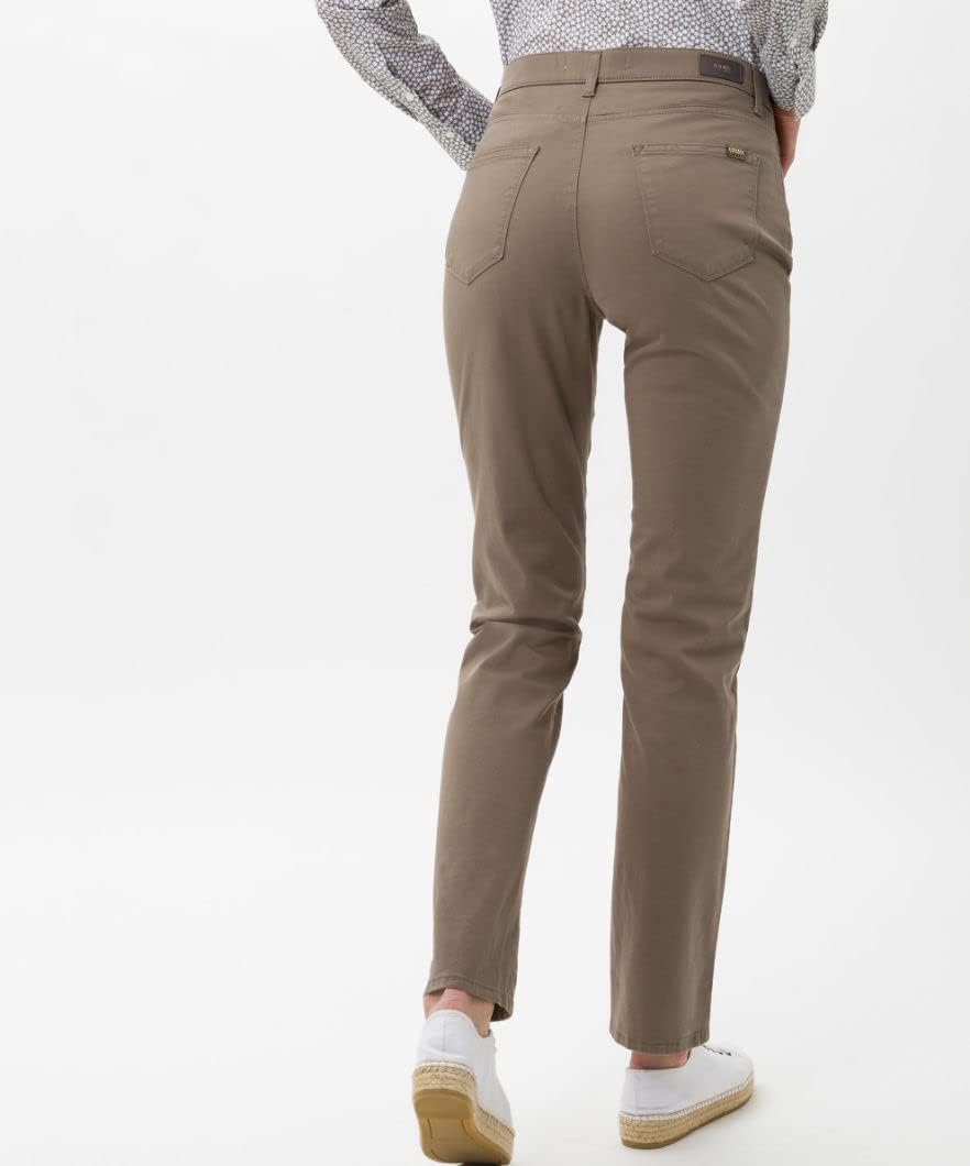 BRAX Damen Style Carola Five-Pocket Wertigem Baumwollsatin Hose 25W / 32L Khaki, 25W / 32L Khaki