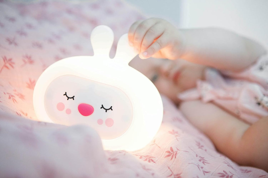 InnoGIO GIOsleepy Bunny, Nachtlicht Hase mit Musik für Kinder aus Weichem Silikon, mit 8 Farben &amp; Me