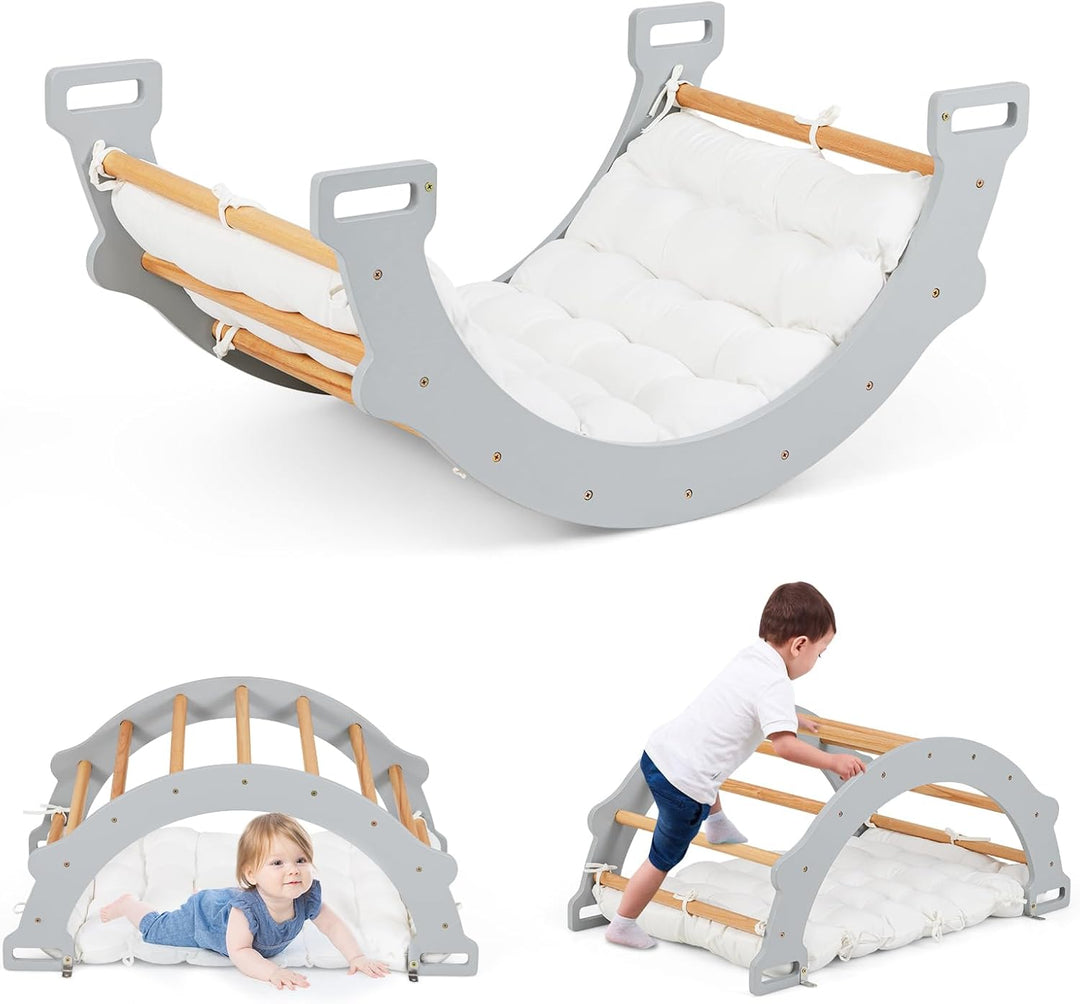 COSTWAY Kletterbogen mit weichem Kissen, Kletterdreieck zum Wippen, Klettern und Krabbeln, Indoor Kl