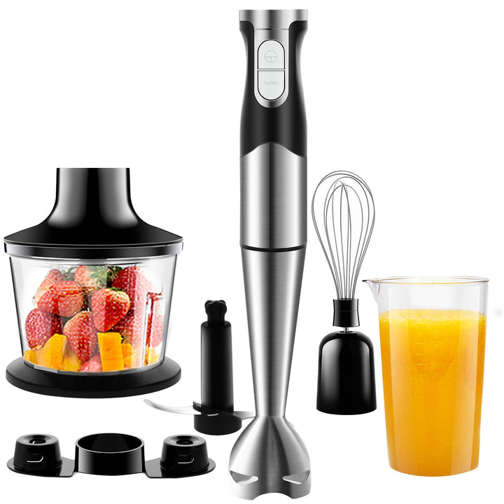 NWOUIIAY Stabmixer set 6-in-1 Pürierstab Edelstahl Set 1200W Stabmixer 600ml Messbecher, Schneebesen