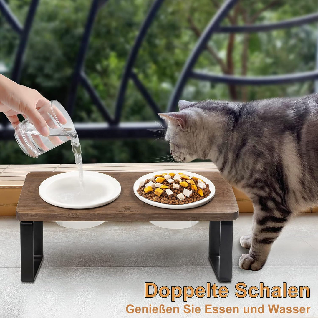 GUUSII HOME Futterstation Katzen Erhöht Katzen Fressnapf Katze Erhöht Ergonomischer Katzennapf Erhöh