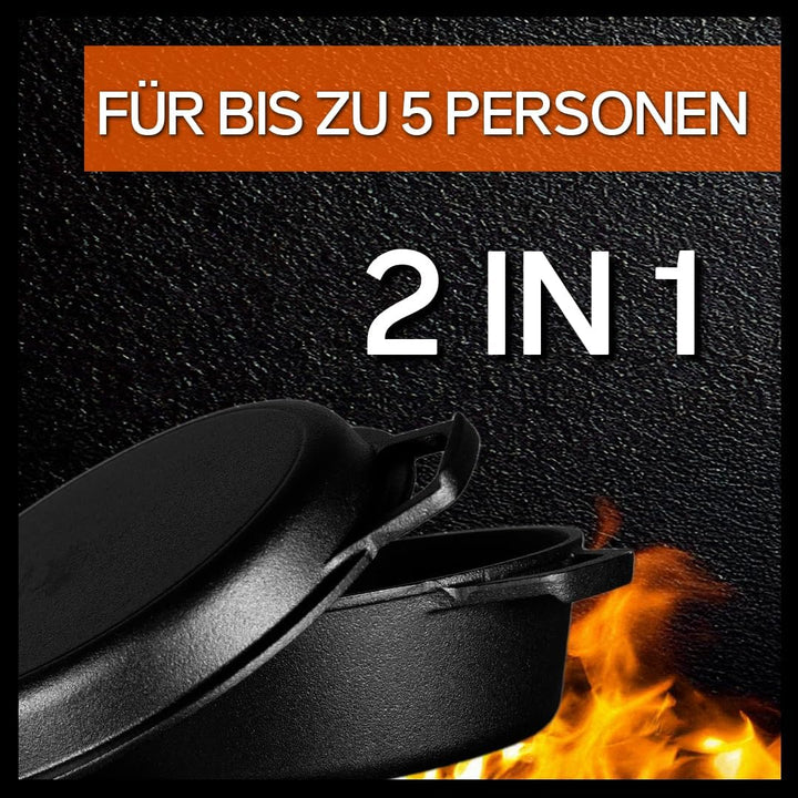 Grillschweine Cooker 2126-2 in 1 gusseisener Multikocher: Kochtopf und Bratpfanne - geeignet für Gri