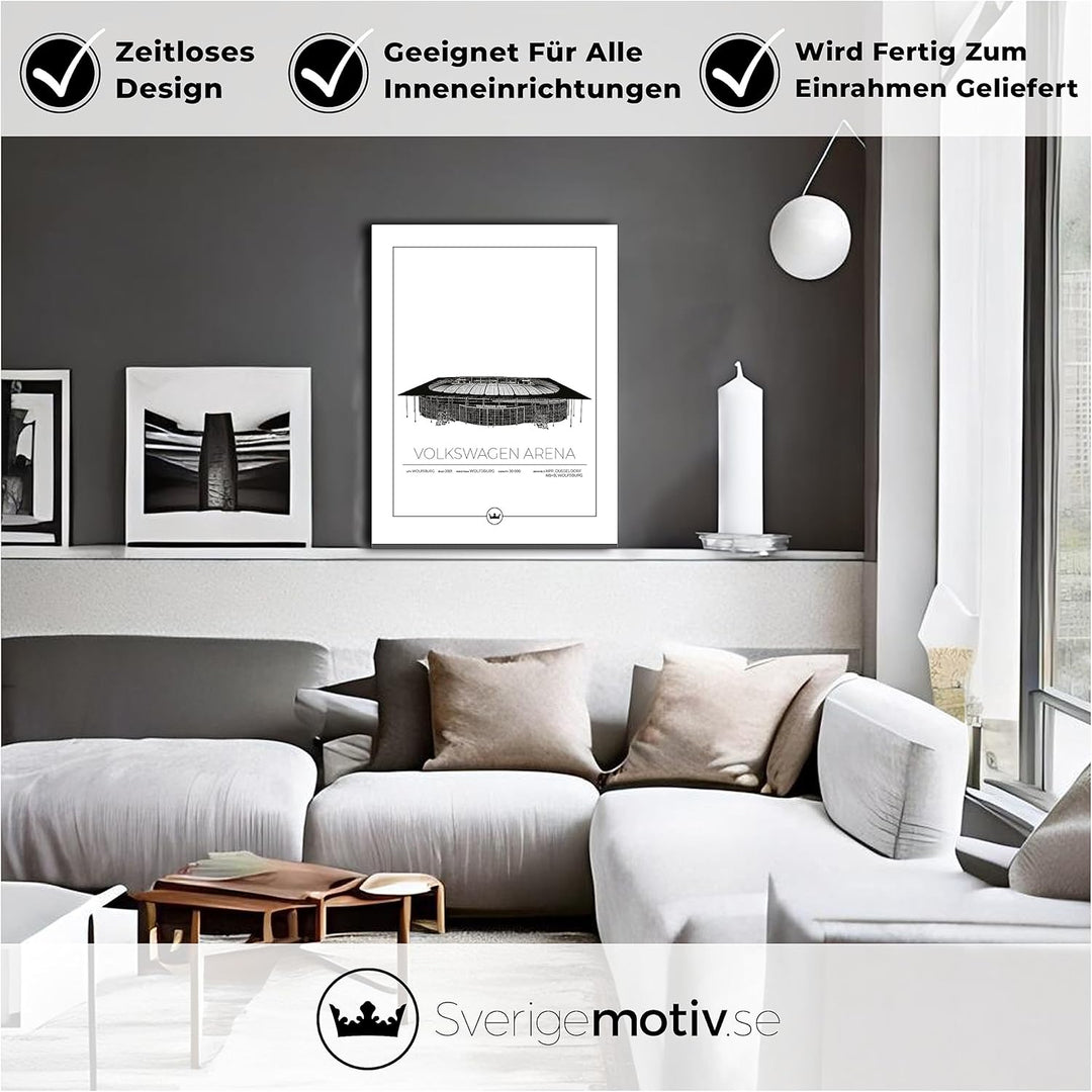 Sverigemotiv.se Stadium Posters (Wolfsburg - Volkswagen Arena, 40x50 cm) 40x50 cm Wolfsburg - Volksw