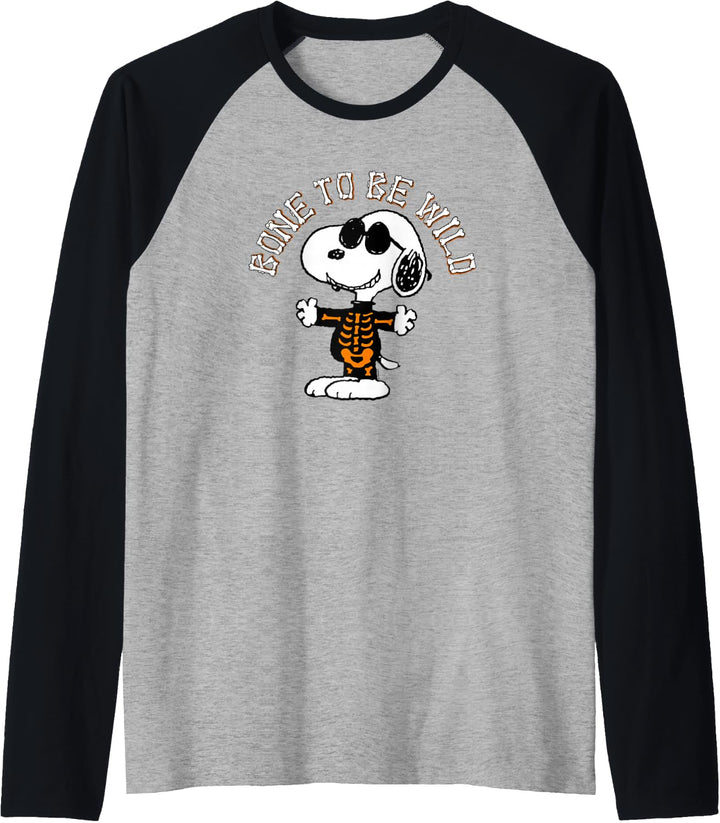 Peanuts Halloween Knochen, um wild zu sein Raglan