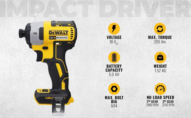 Dewalt Akku-Schlagschrauber DCF887N (18 Volt, 205 Nm Drehmoment, 1/4 Zoll Innensechskant-Aufnahme, L