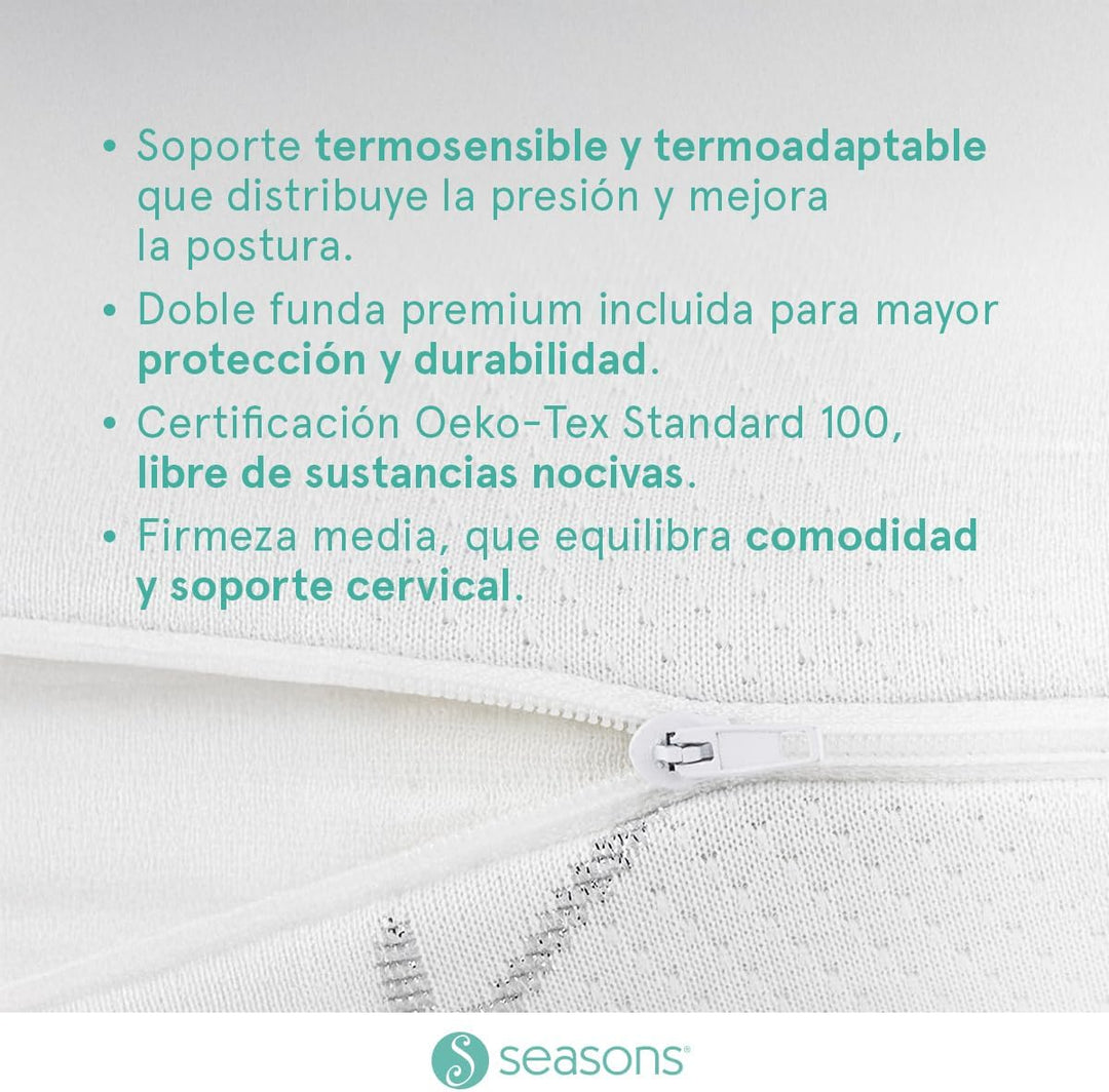 SEASONS Camapolis Viskoelastische Kissen mit Aloe-Vera-Gewebe mit Silberfaden und Doppelbezug