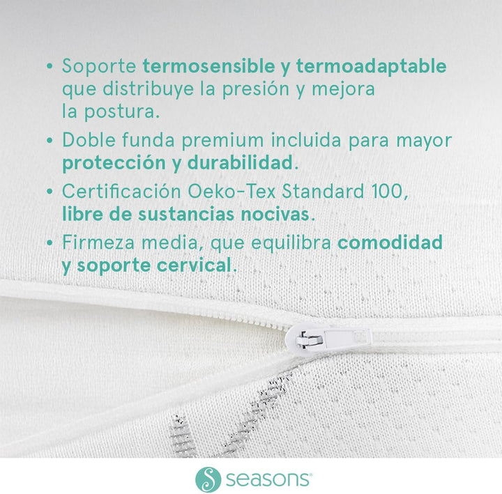 SEASONS Camapolis Viskoelastische Kissen mit Aloe-Vera-Gewebe mit Silberfaden und Doppelbezug