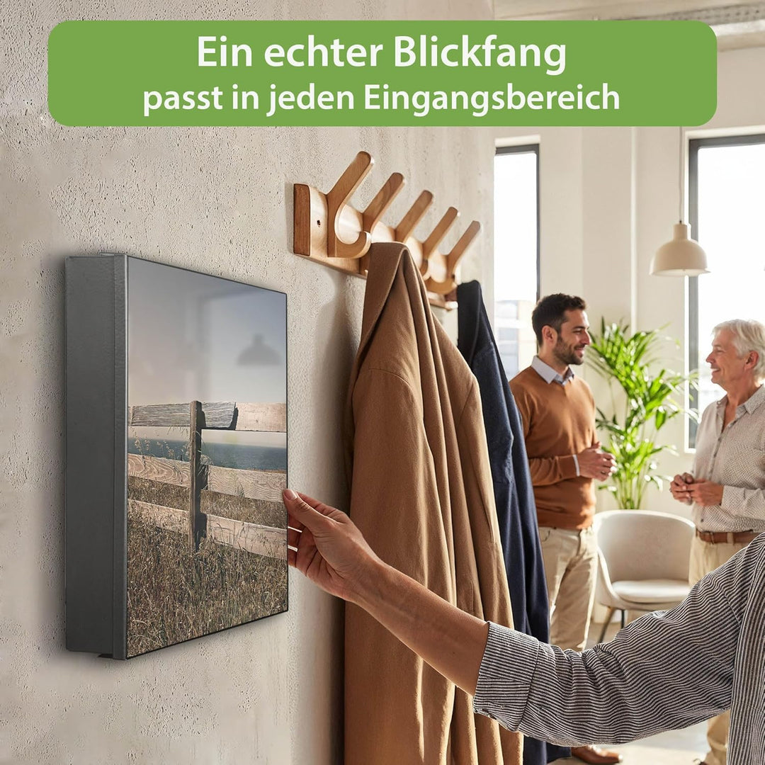 banjado Grosser Schlüsselkasten Glas - Schlüsselbox 30x30cm mit 50 Haken - Schlüsselkasten modern fü