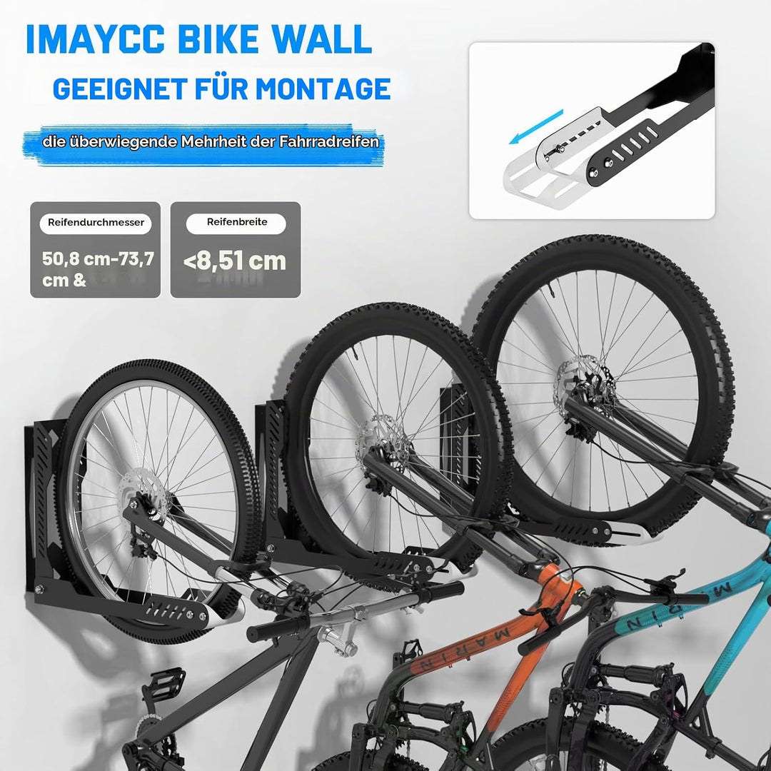 IMAYCC Profi Schwenkbare Fahrrad Wandhalterung, Fahrradhalterung Wand ohne schweres Heben, Platzspar