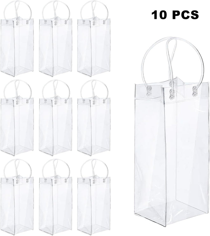 10 Stück Transparente Flaschenkühler, Flaschenkühler Ice Bag, PVC Champagner Eisbeutel, Wein Ice Bag