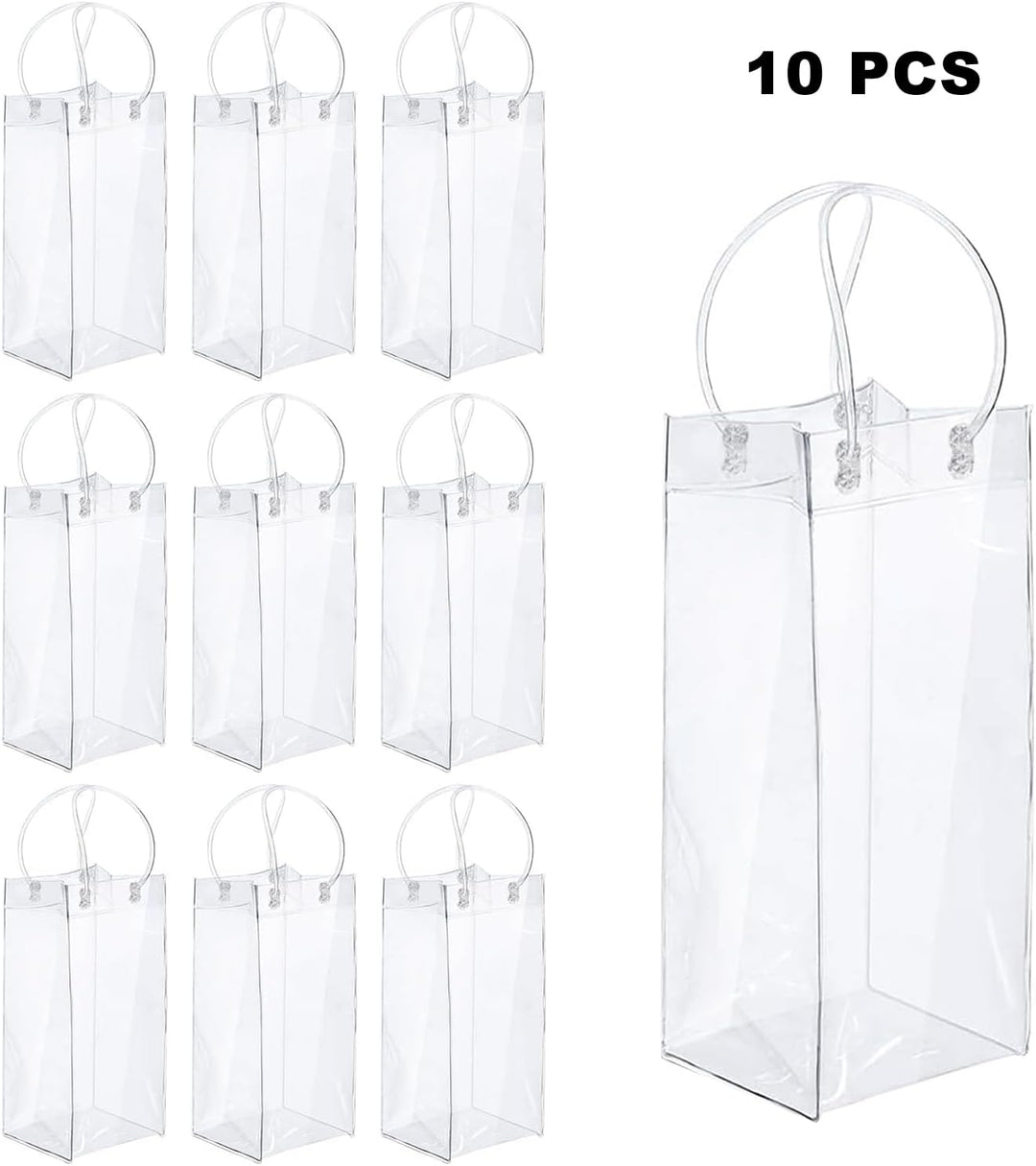 10 Stück Transparente Flaschenkühler, Flaschenkühler Ice Bag, PVC Champagner Eisbeutel, Wein Ice Bag