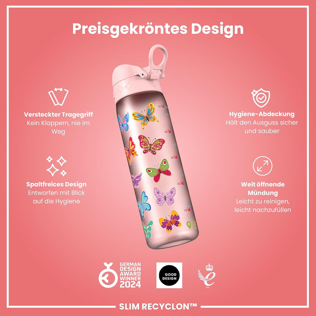 Ion8 Kinder Trinkflasche, Auslaufsicher, Einhandöffnung, Sichere Verriegelung, Spülmaschinenfest, BP
